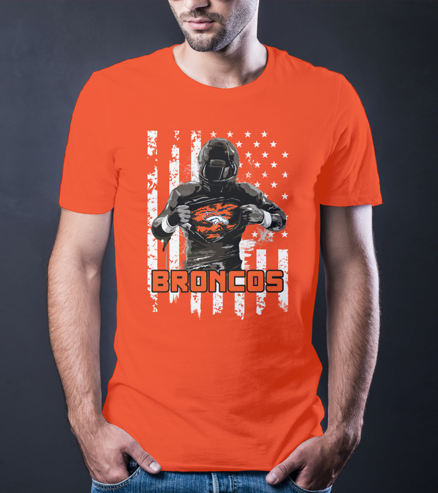 Denver Broncos Football Player American Flag T-Shirt