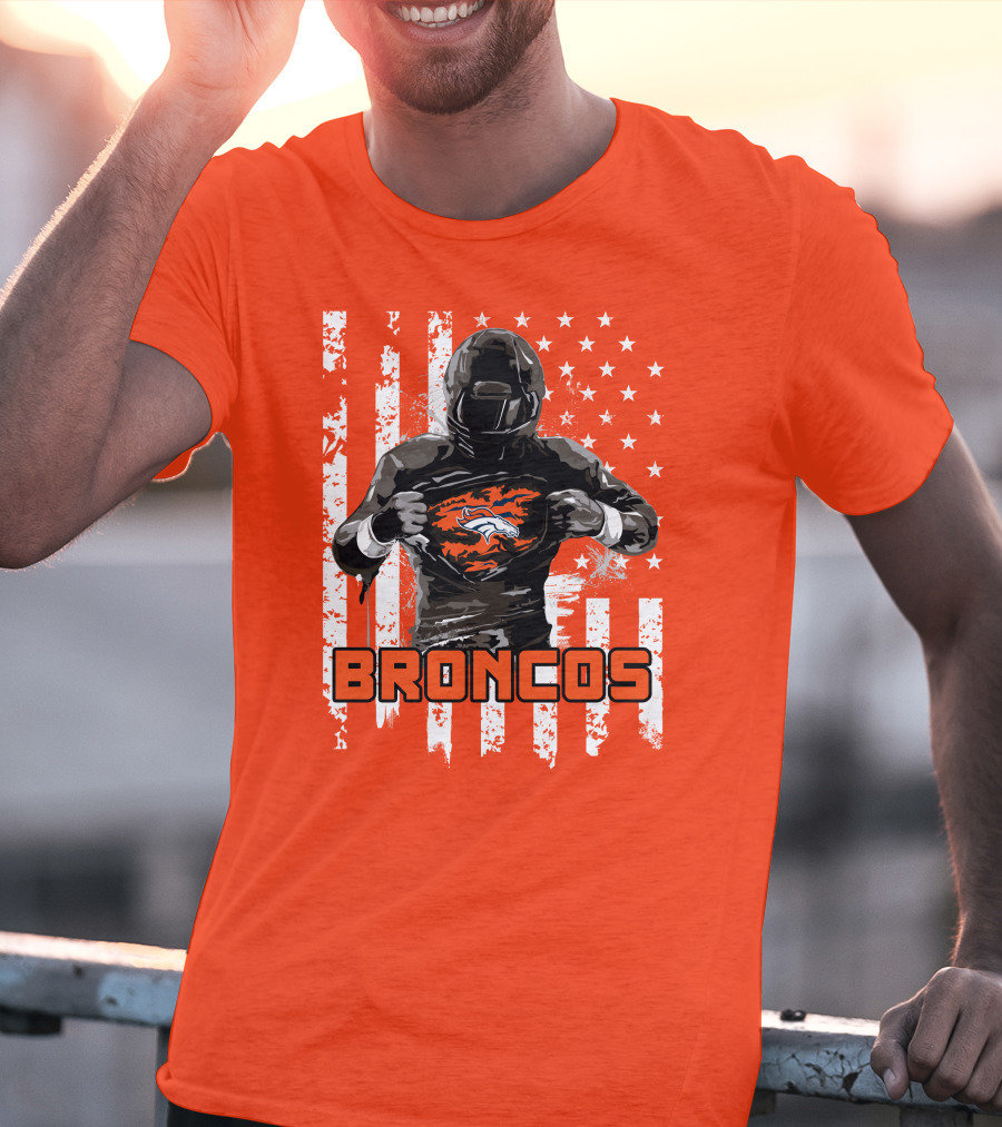 Denver Broncos Football Player American Flag T-Shirt