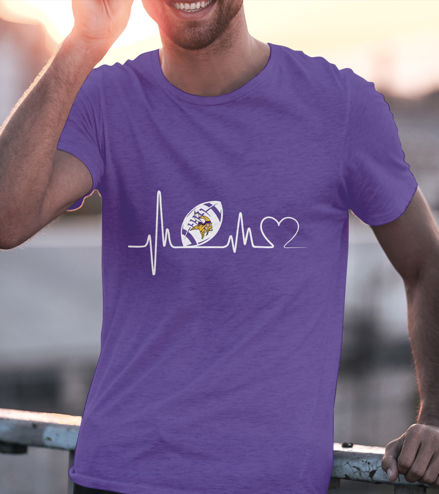 Minnesota Vikings Heartbeat Football And Love T-Shirt