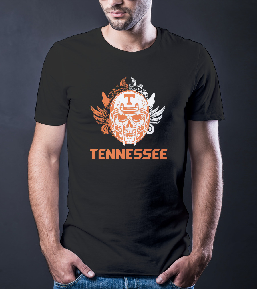 Tennessee Volunteers Skull Helmet Football Wings T-Shirt