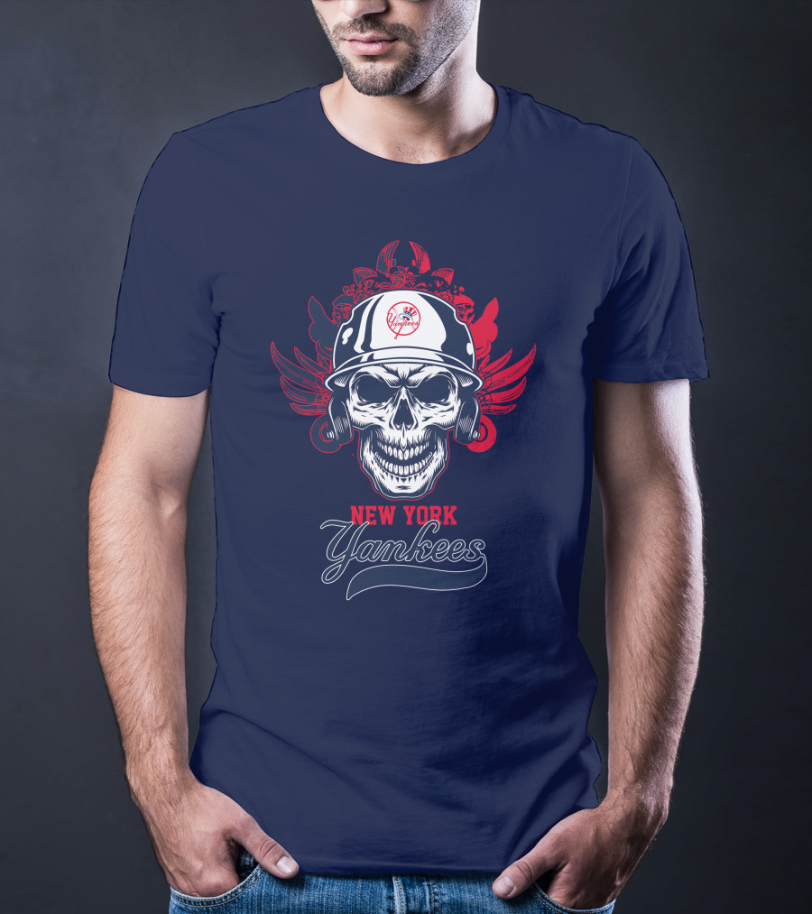 New York Yankees Skull Wings Helmet T-Shirt