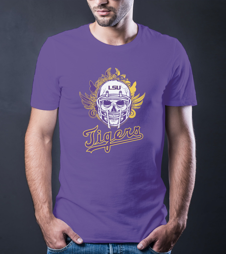LSU Tigers Skull Helmet With Wings T-Shirt