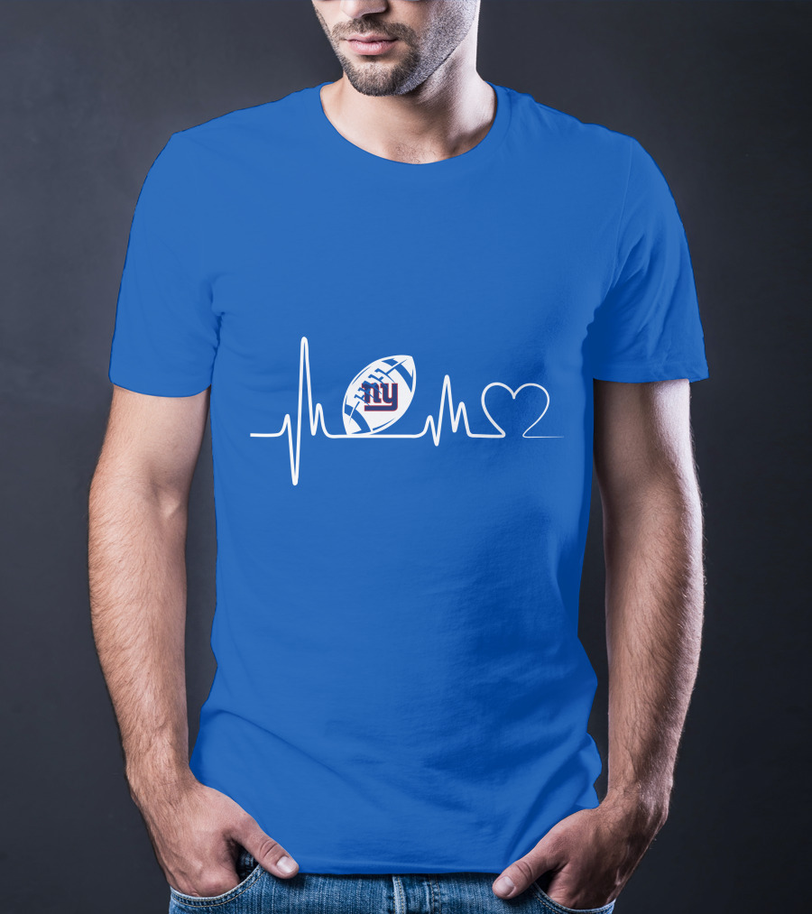 New York Giants Heartbeat Football T-Shirt