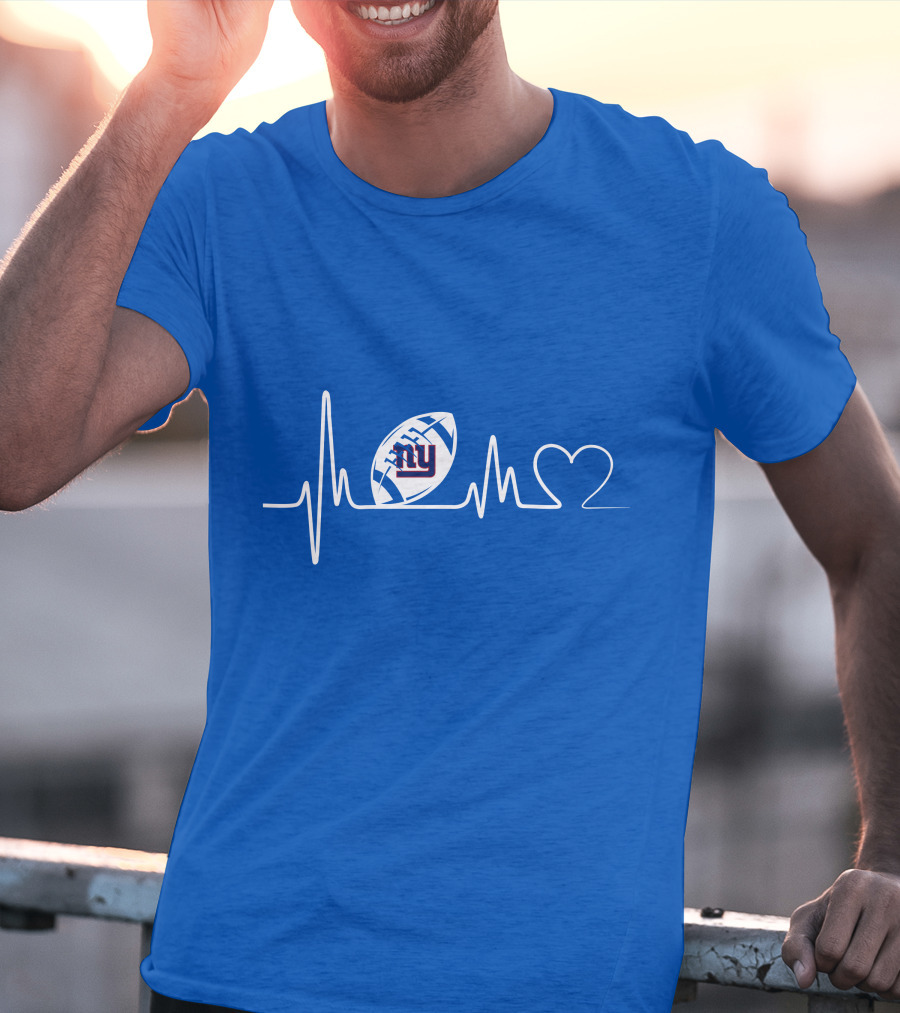 New York Giants Heartbeat Football T-Shirt