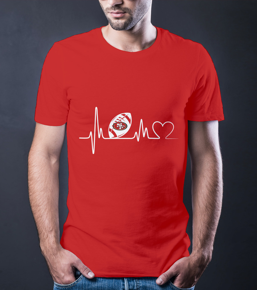 San Francisco 49ers Heartbeat Football Icon T-Shirt