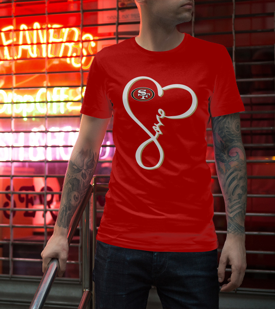 Love San Francisco 49ers Heart SF T-Shirt