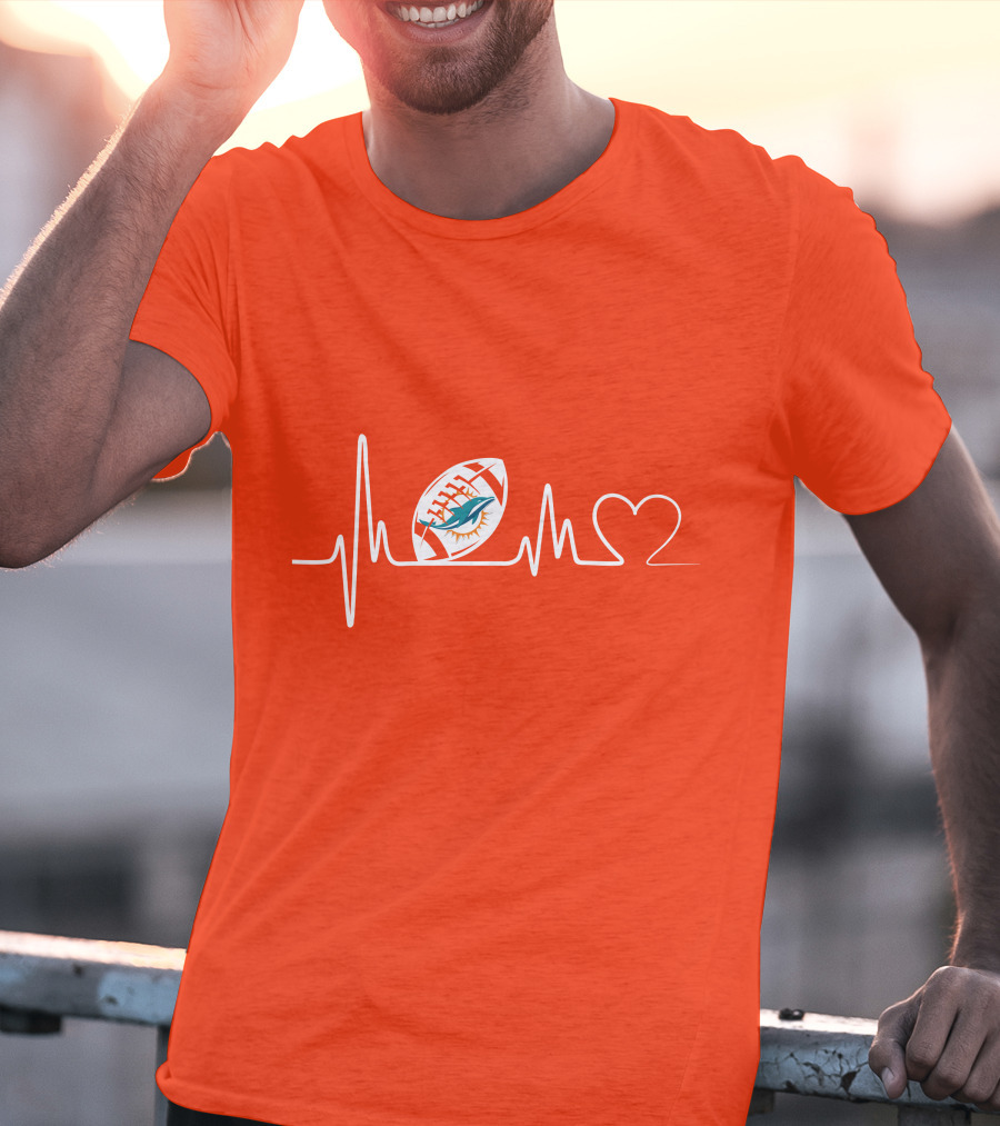 Miami Dolphins Football Heartbeat Pulse T-Shirt