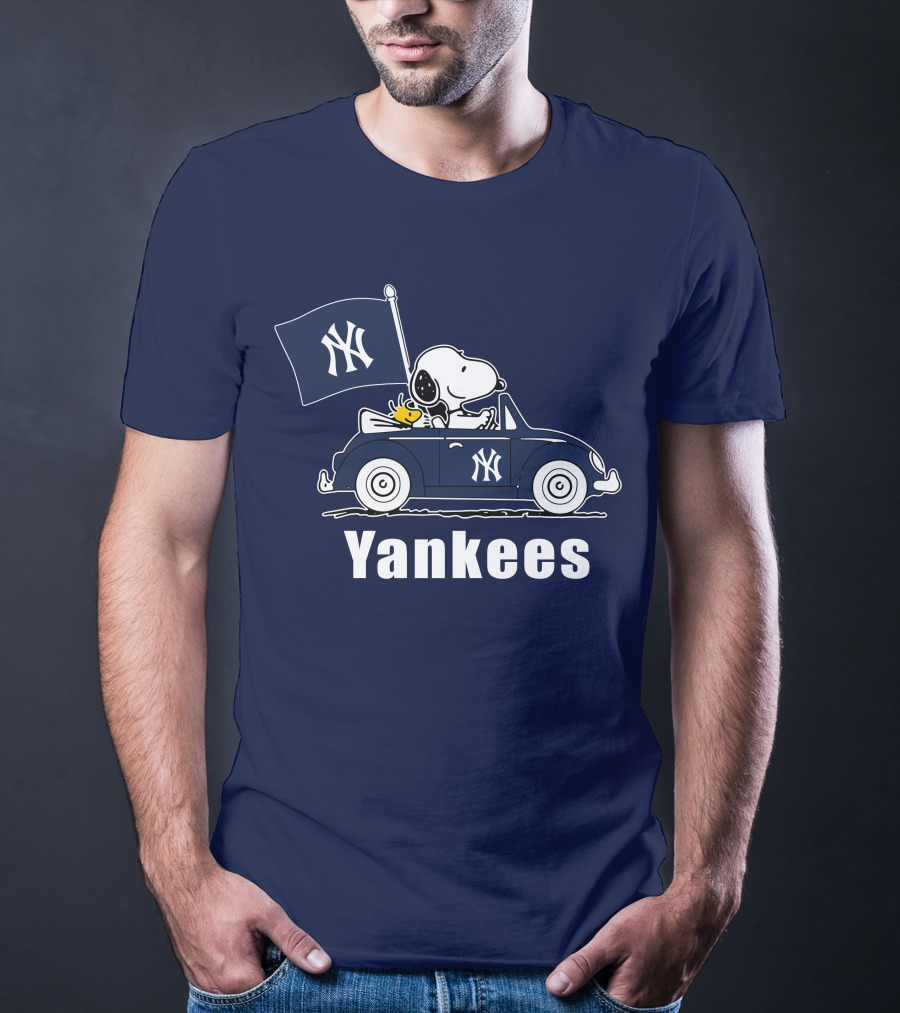 Yankees Snoopy Car New York Yankees Flag T-Shirt