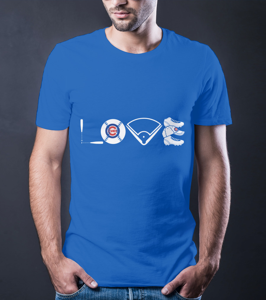Love Cubs Baseball Field Bat Cleats T-Shirt