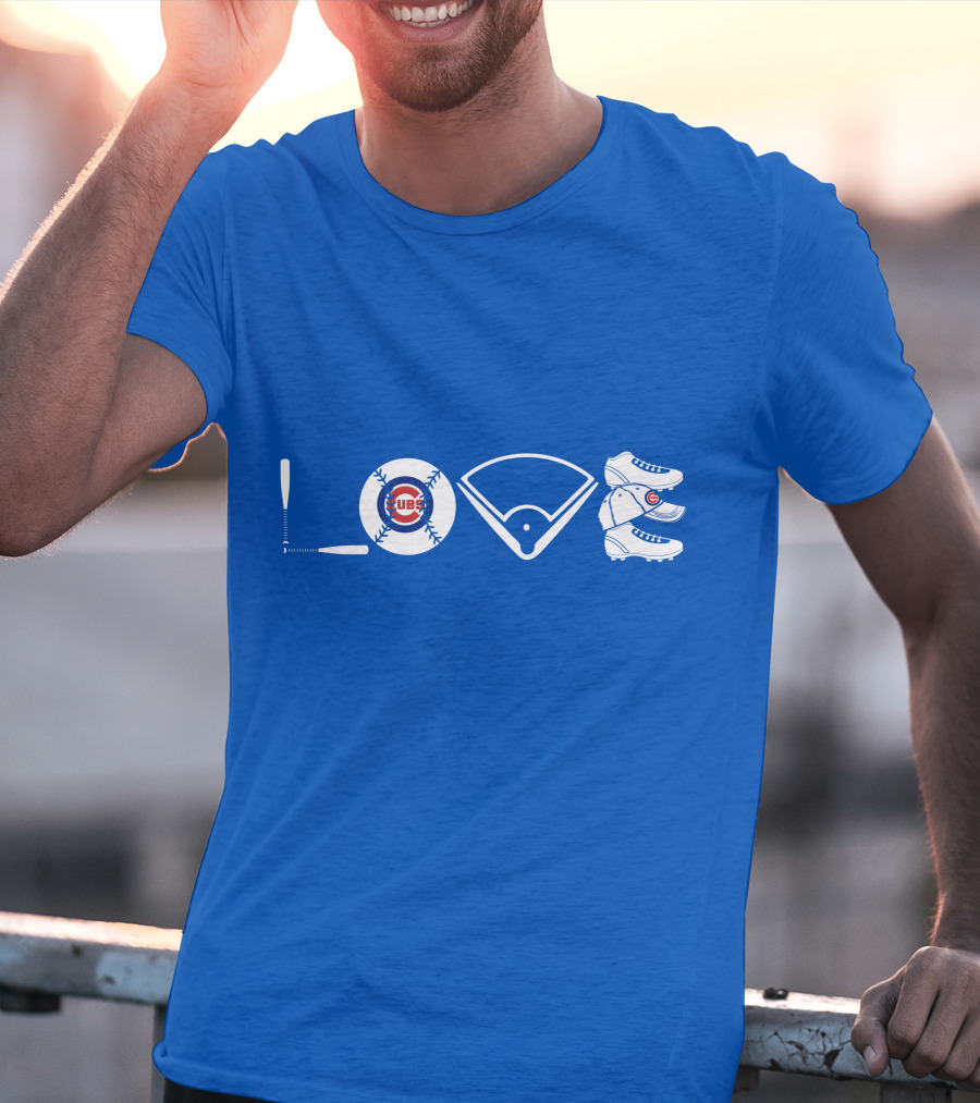 Love Cubs Baseball Field Bat Cleats T-Shirt