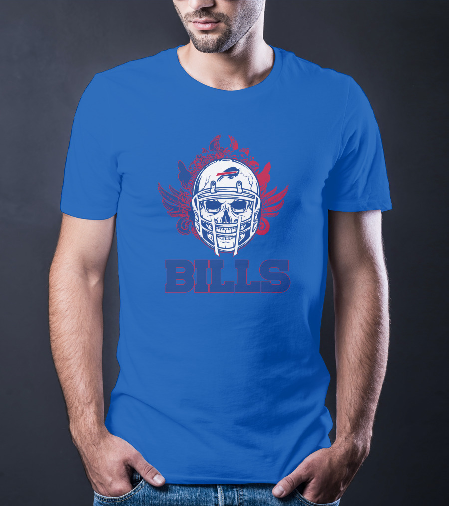 Buffalo Bills Skull Helmet Wings T-Shirt