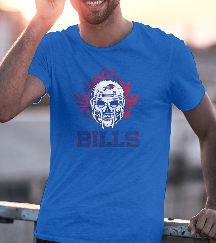 Buffalo Bills Skull Helmet Wings T-Shirt