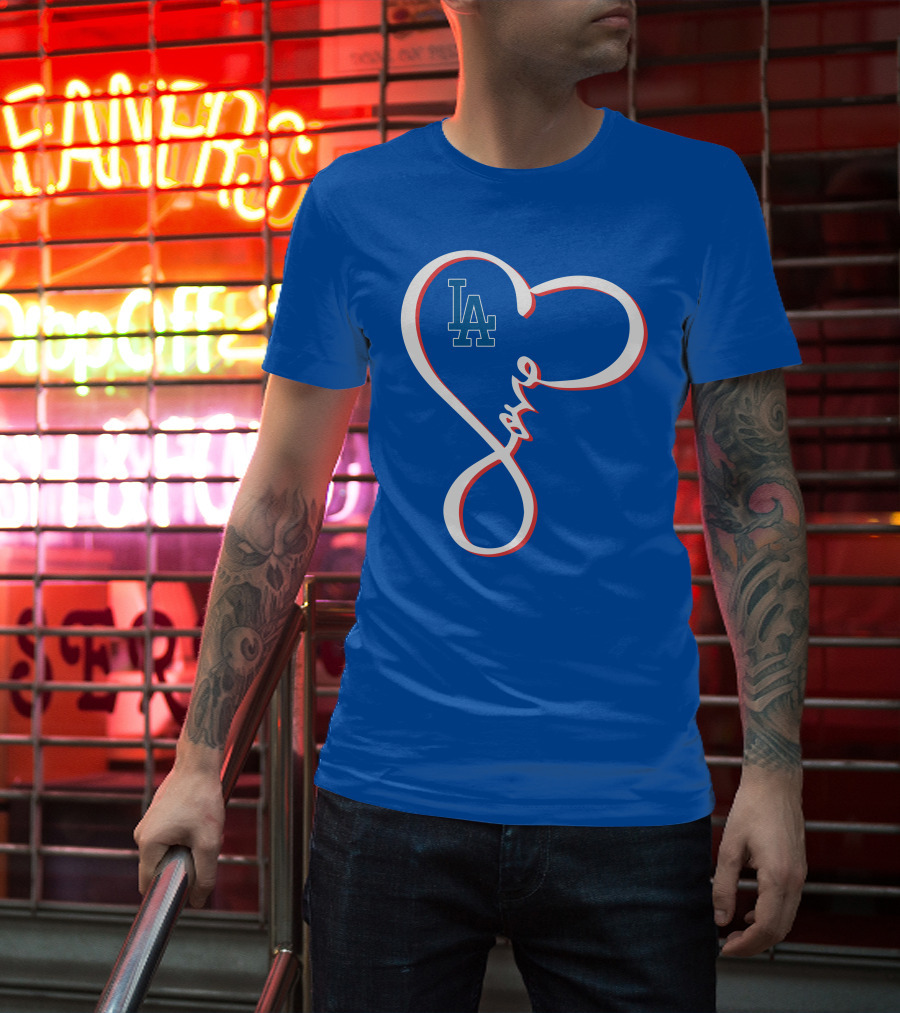 LA Dodgers Love Script With Heart-Shaped T-Shirt