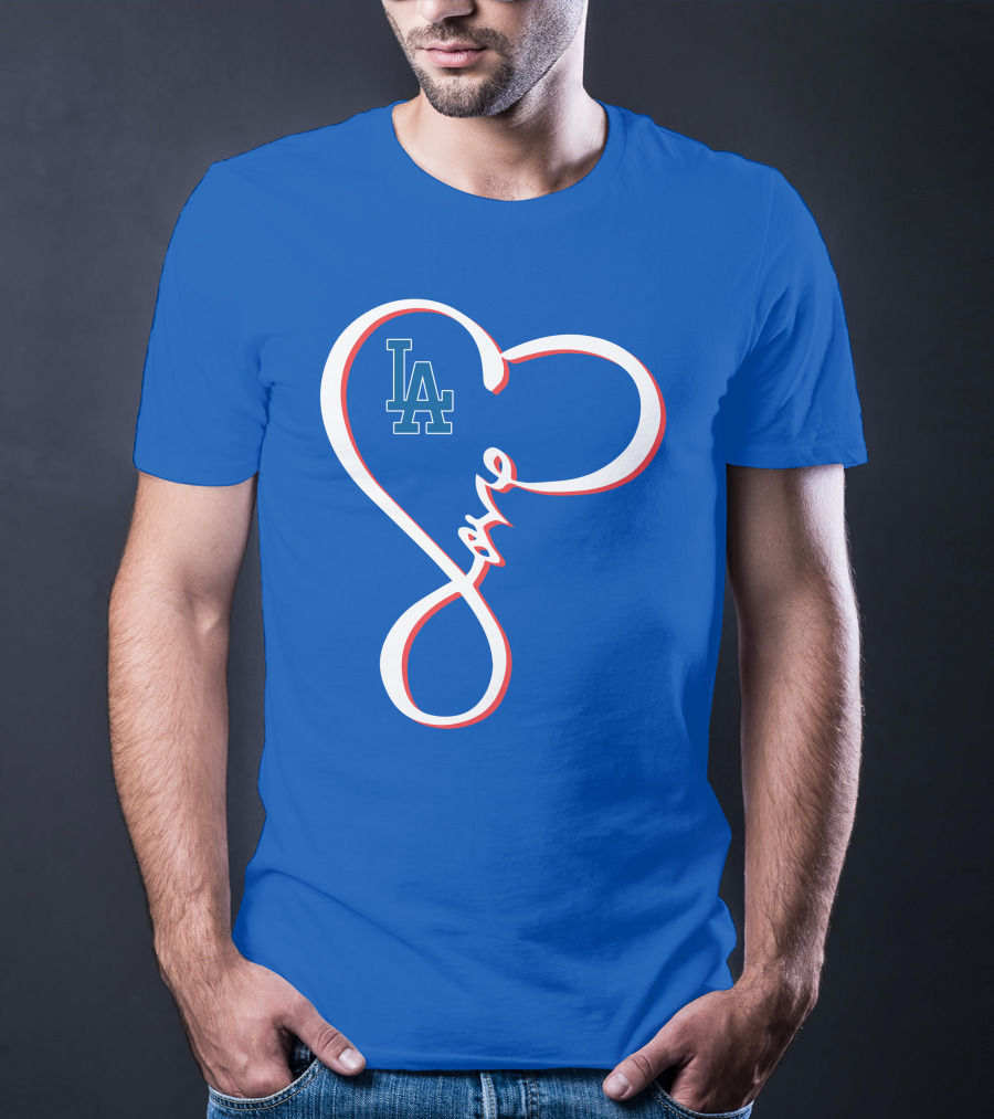 LA Dodgers Love Script With Heart-Shaped T-Shirt