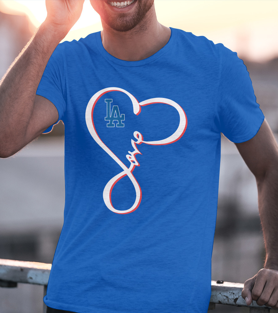 LA Dodgers Love Script With Heart-Shaped T-Shirt