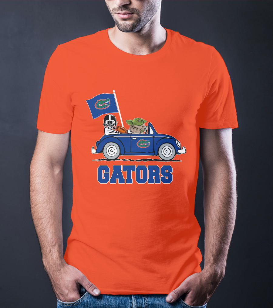 Florida Gators Darth Vader Baby Yoda Driving Car Star Wars Football T-Shirt