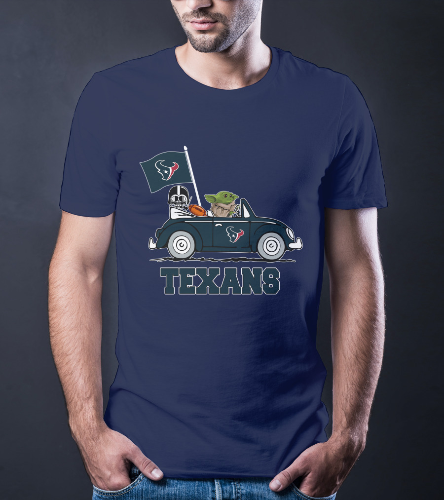 Houston Texans Baby Yoda And Darth Vader Car Adventure Star Wars T-Shirt