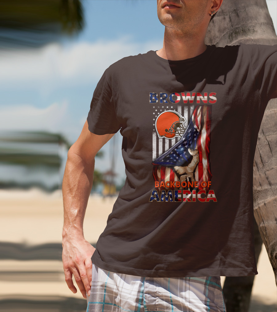 Browns Backbone Of America Cleveland Browns American Flag T-Shirt