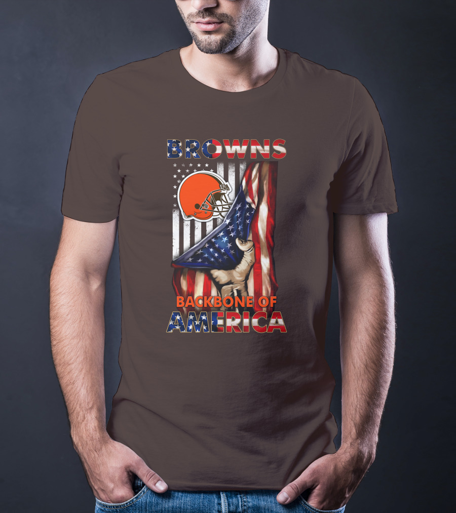 Browns Backbone Of America Cleveland Browns American Flag T-Shirt