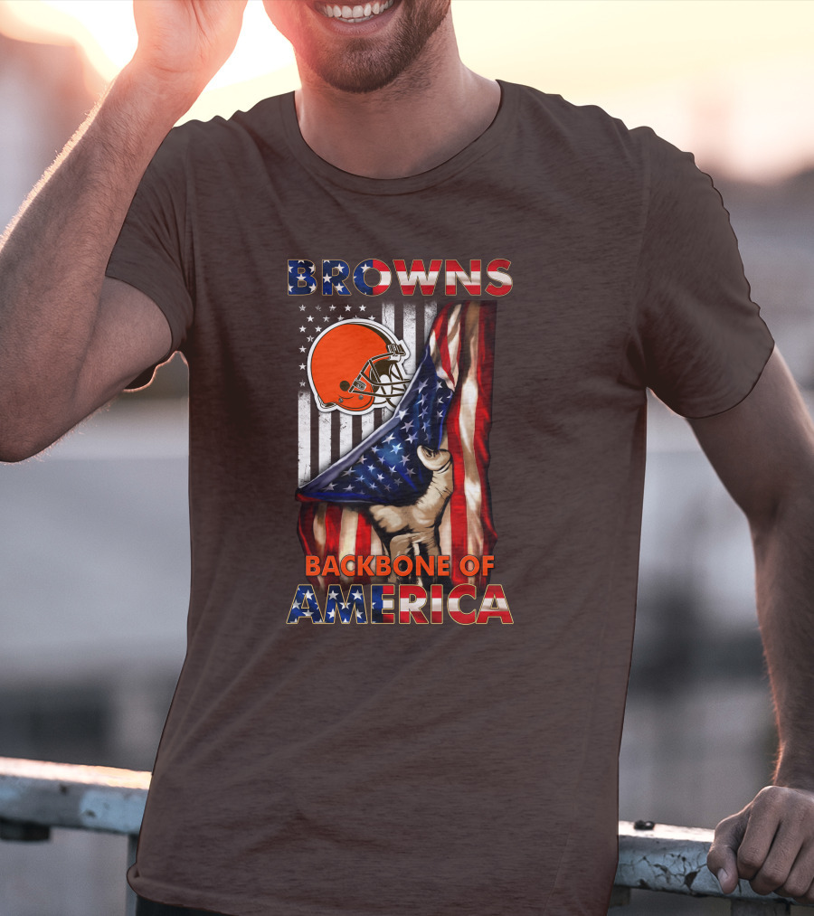 Browns Backbone Of America Cleveland Browns American Flag T-Shirt