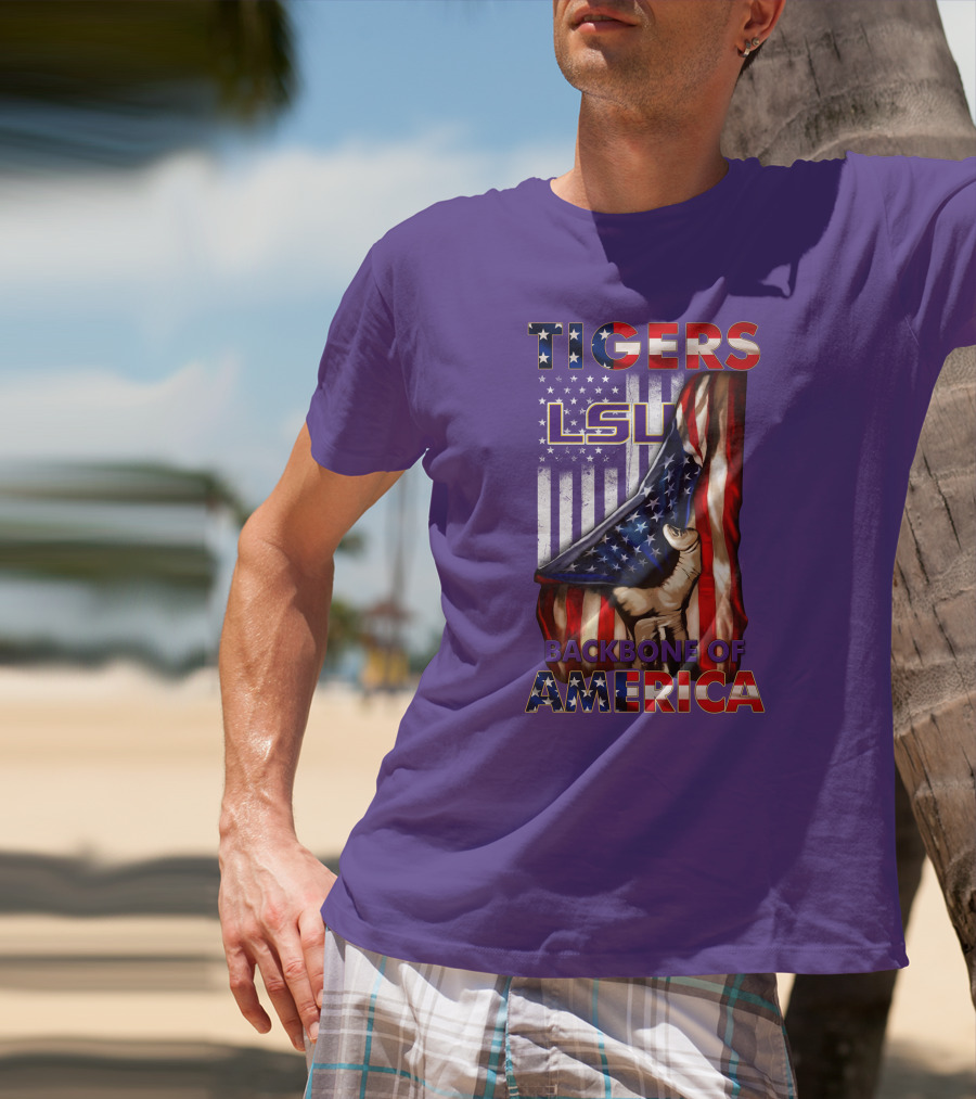 Lsu Tigers Backbone Of America Usa Flag T-Shirt
