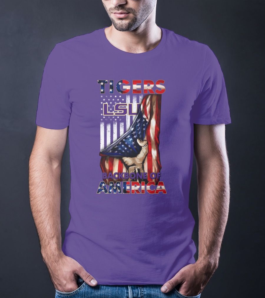 Lsu Tigers Backbone Of America Usa Flag T-Shirt