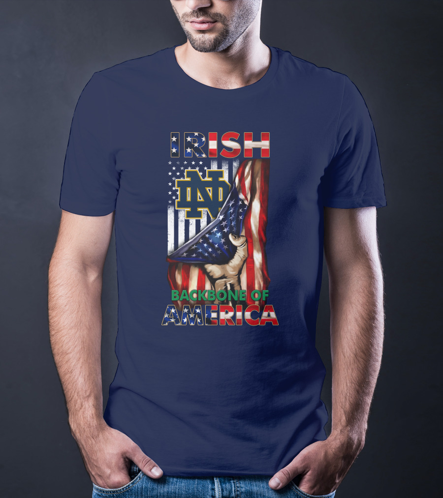 Notre Dame Fighting Irish Nd Logo Backbone Of America Flag T-Shirt