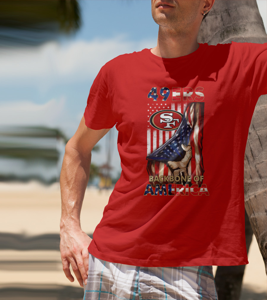 49ers Sf American Flag Backbone Of America T-Shirt