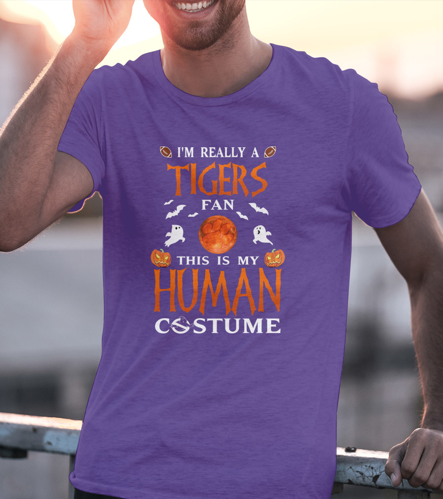 I'm Really A Clemson Tigers Fan This Is My Human Costume T-Shirt