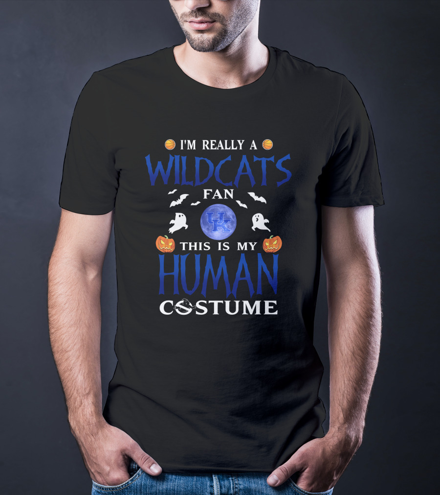 I'm Really A Kentucky Wildcats Fan This Is My Human Costume Halloween T-Shirt
