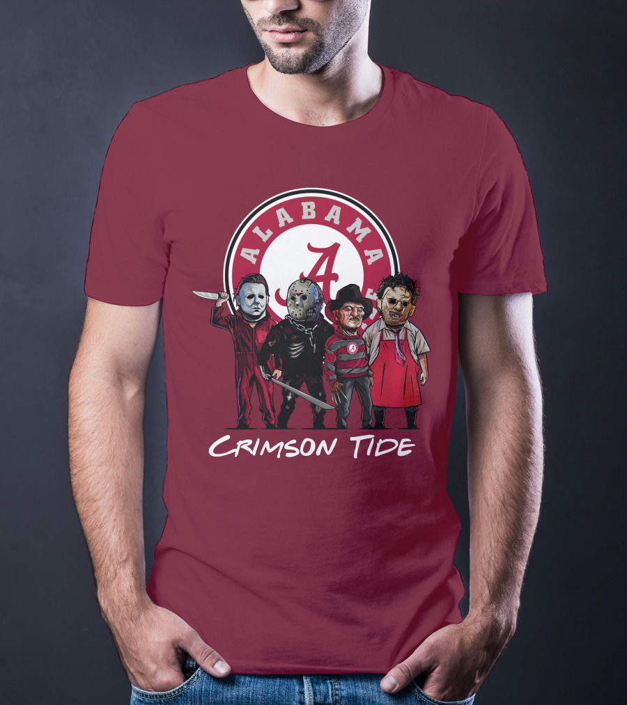 Alabama Crimson Tide Halloween The Slasher Squad Teams Freddy Jason Michael Myers T-Shirt