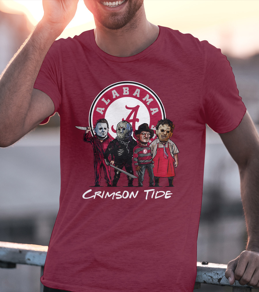 Alabama Crimson Tide Halloween The Slasher Squad Teams Freddy Jason Michael Myers T-Shirt