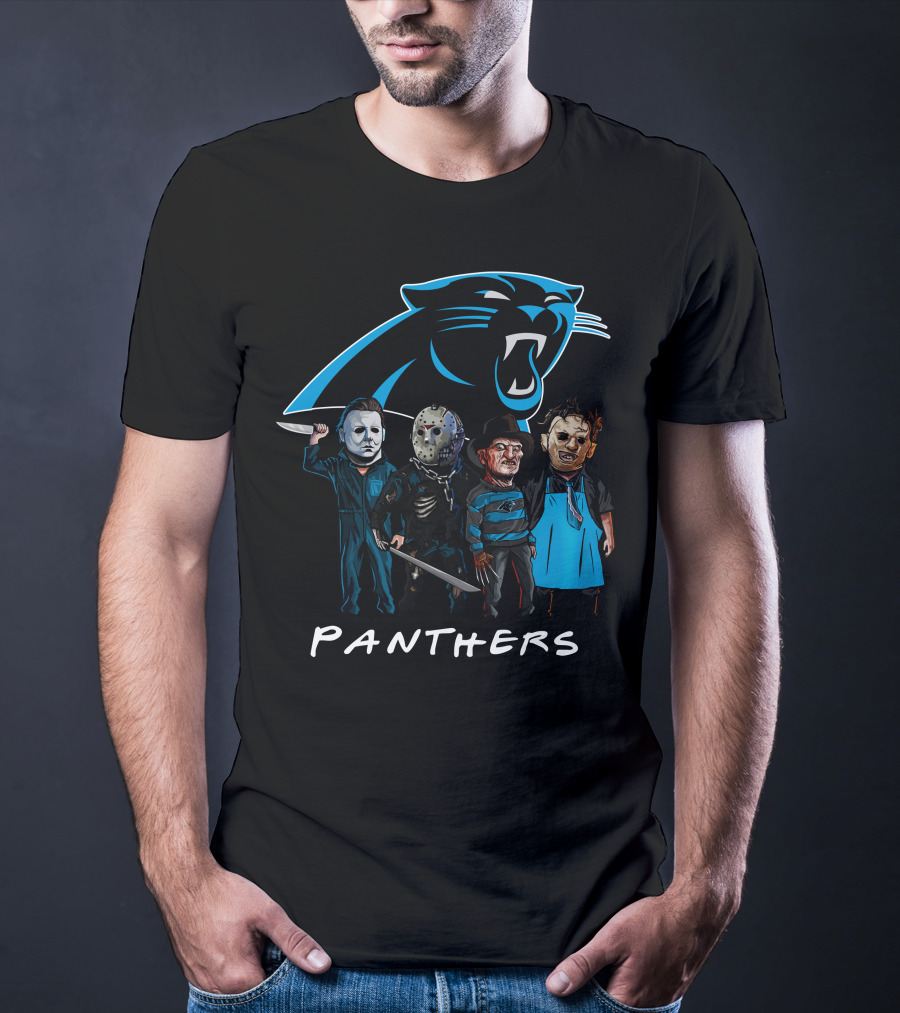 Carolina Panthers Halloween Featuring Iconic Slasher Squad Team T-Shirt