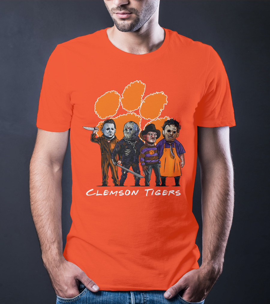 Clemson Tigers Halloween Slasher Squad Horror Characters T-Shirt