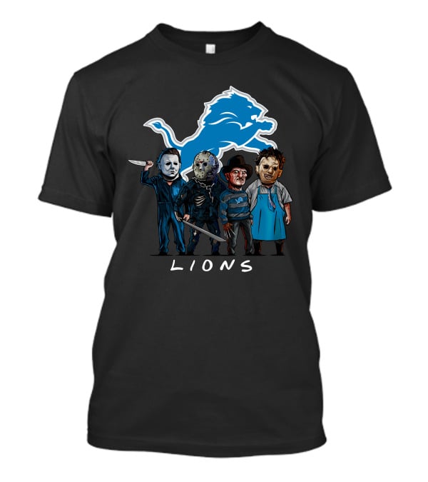 Detroit Lions Halloween Horror Characters Team Squad T-Shirt
