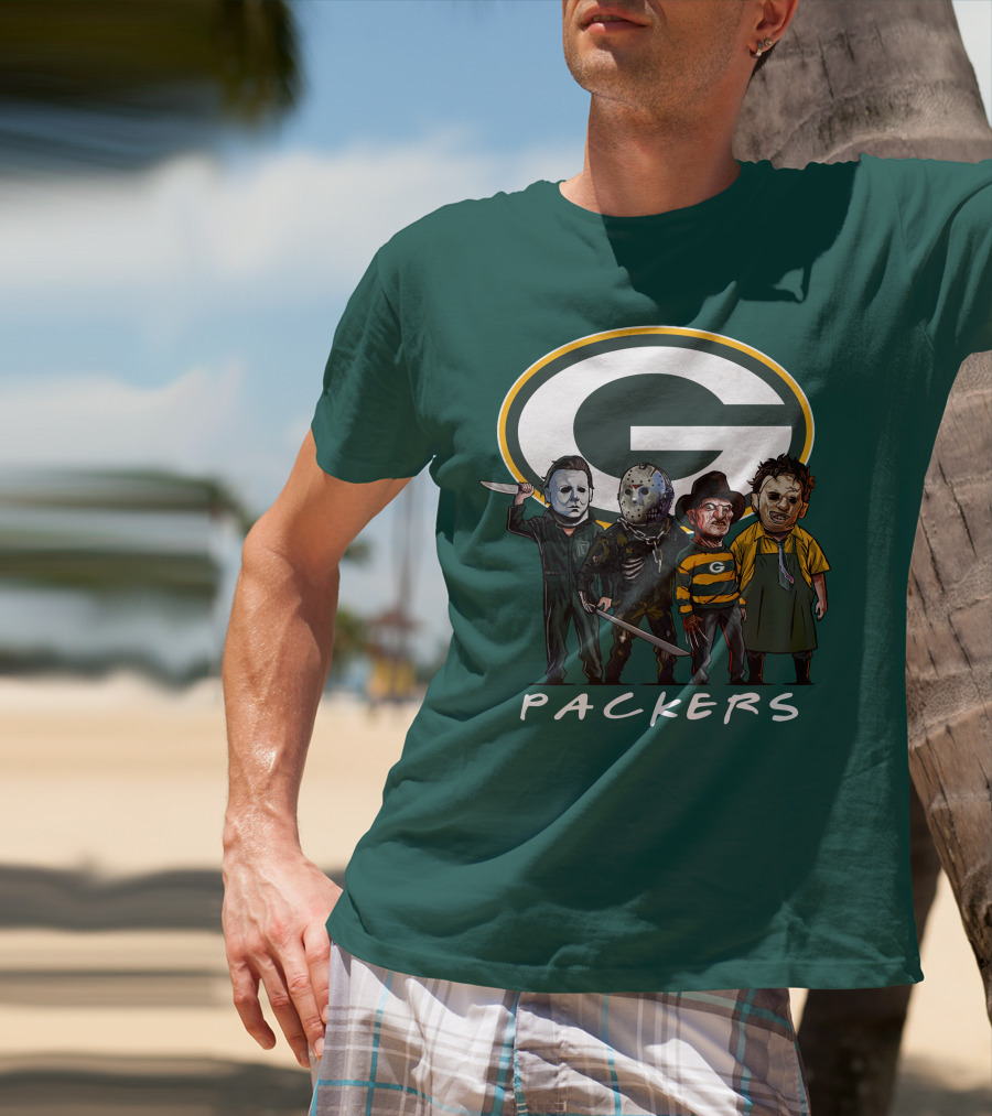 Green Bay Packers Halloween Horror Characters Squad T-Shirt