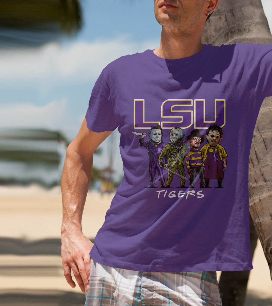 LSU Tigers Halloween The Slasher Squad Teams Horror Characters T-Shirt