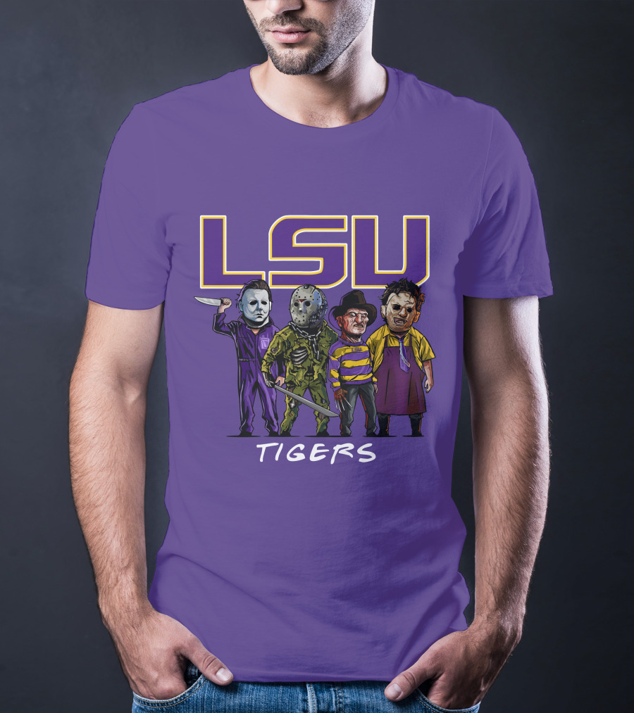 LSU Tigers Halloween The Slasher Squad Teams Horror Characters T-Shirt