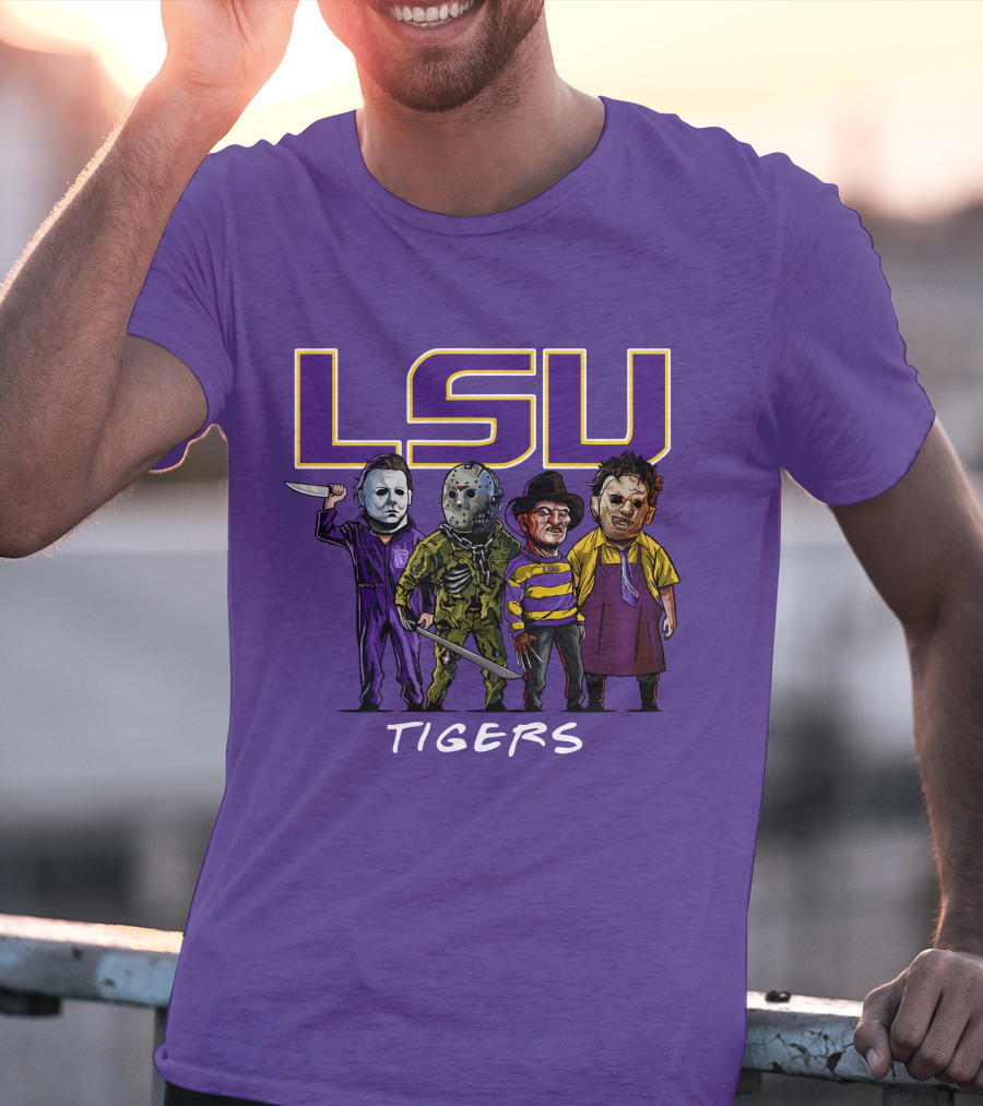 LSU Tigers Halloween The Slasher Squad Teams Horror Characters T-Shirt