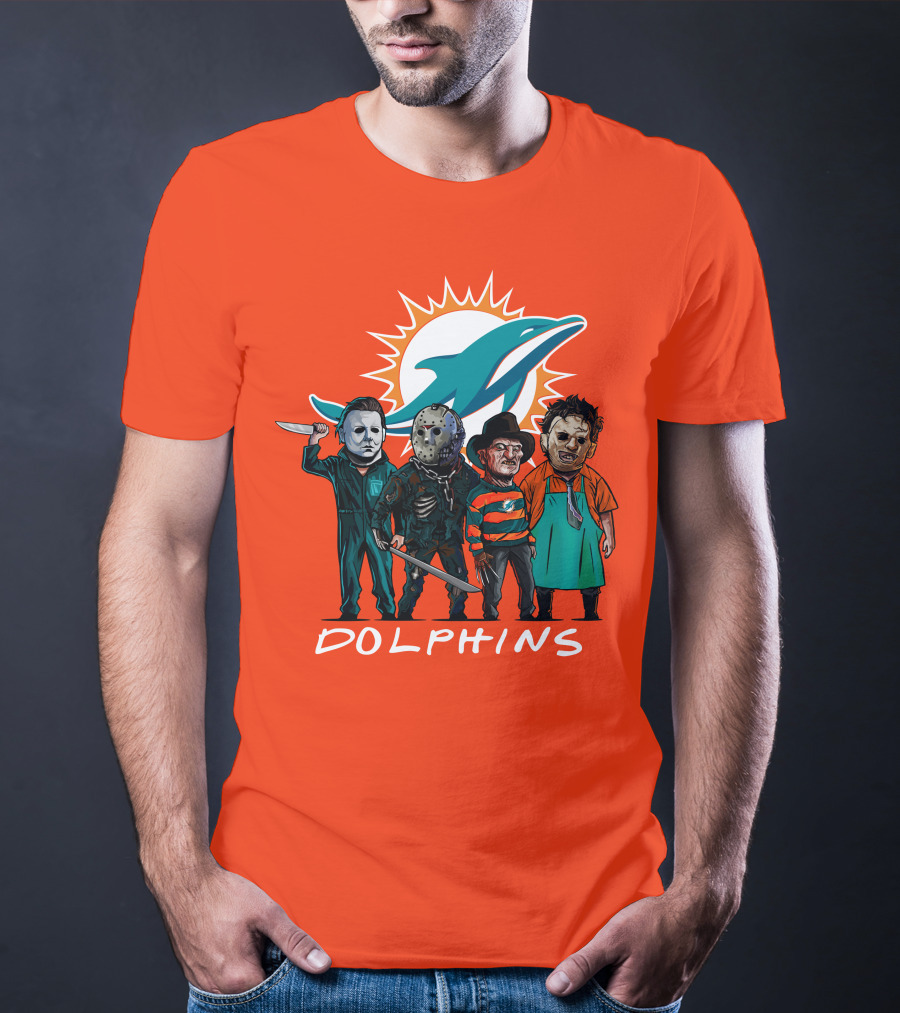 Miami Dolphins Halloween The Slasher Squad Teams Horror Characters T-Shirt