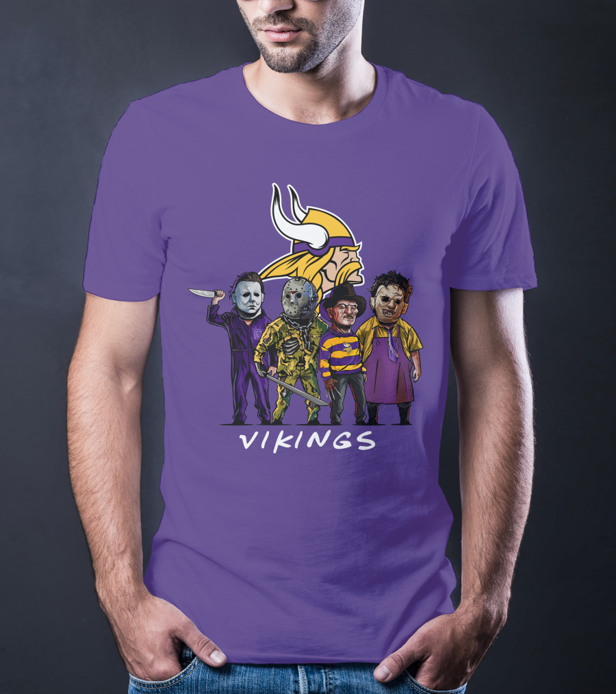 Minnesota Vikings Halloween Horror Icons Team Squad T-Shirt