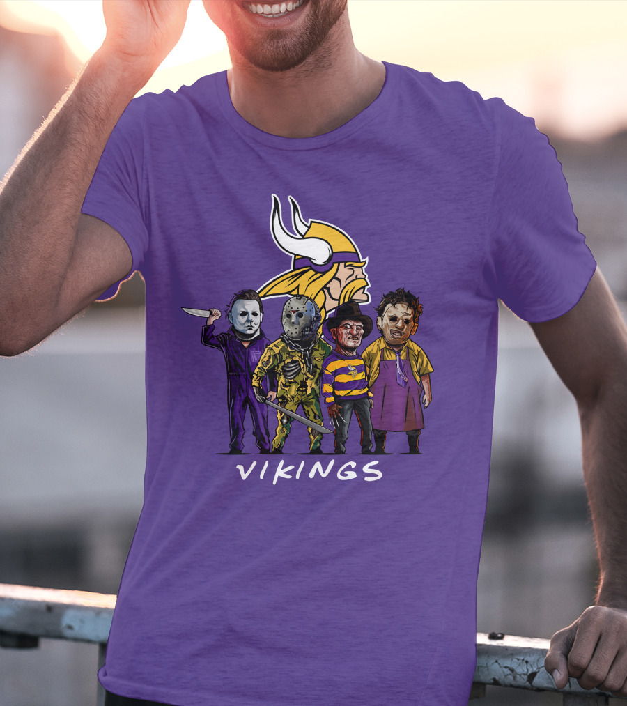 Minnesota Vikings Halloween Horror Icons Team Squad T-Shirt