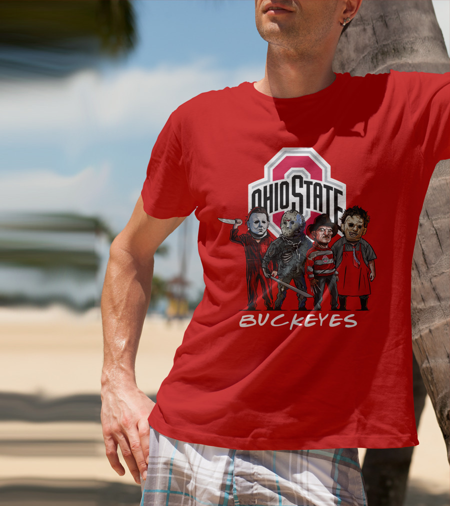 Ohio State Buckeyes Halloween The Slasher Squad Teams Horror Icons T-Shirt