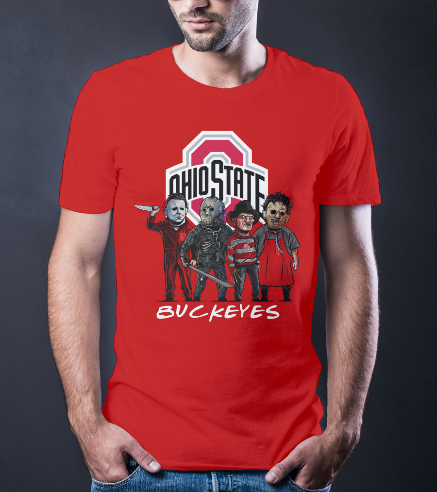 Ohio State Buckeyes Halloween The Slasher Squad Teams Horror Icons T-Shirt