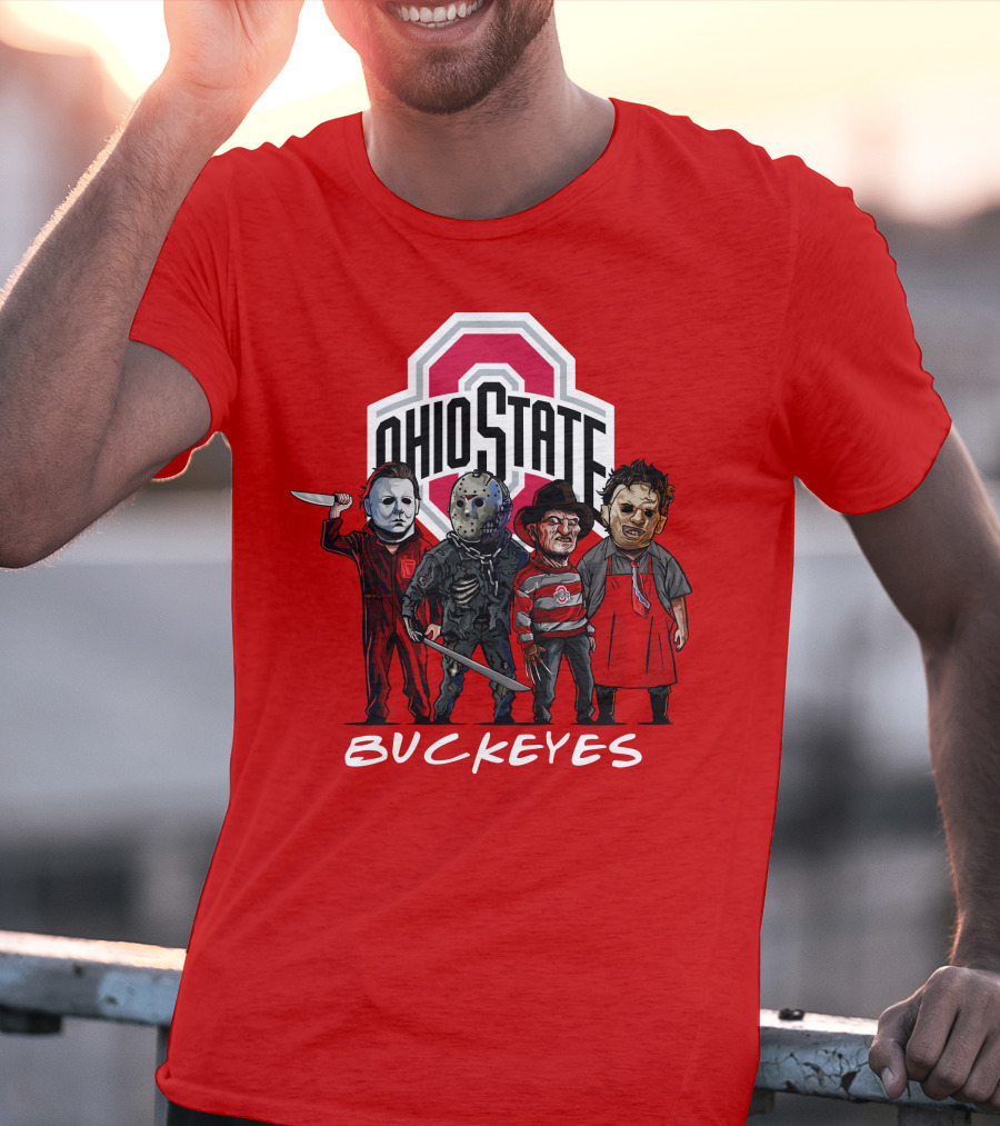 Ohio State Buckeyes Halloween The Slasher Squad Teams Horror Icons T-Shirt