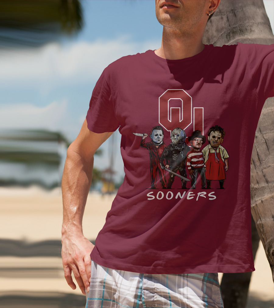 Oklahoma Sooners Halloween Slasher Squad Horror Icons T-Shirt