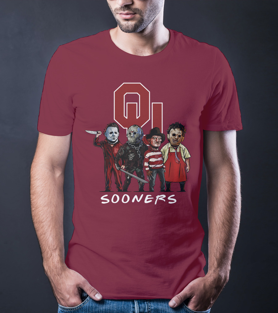 Oklahoma Sooners Halloween Slasher Squad Horror Icons T-Shirt