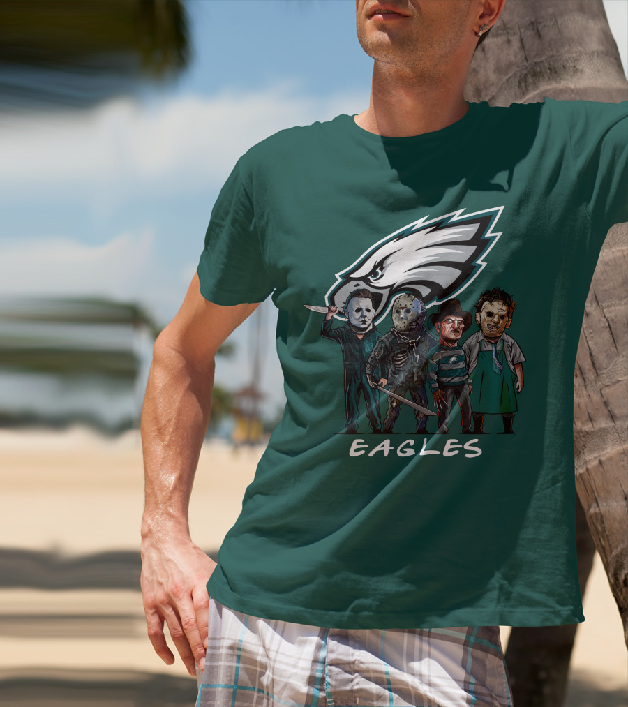 Philadelphia Eagles Halloween The Slasher Squad Horror Team Characters T-Shirt
