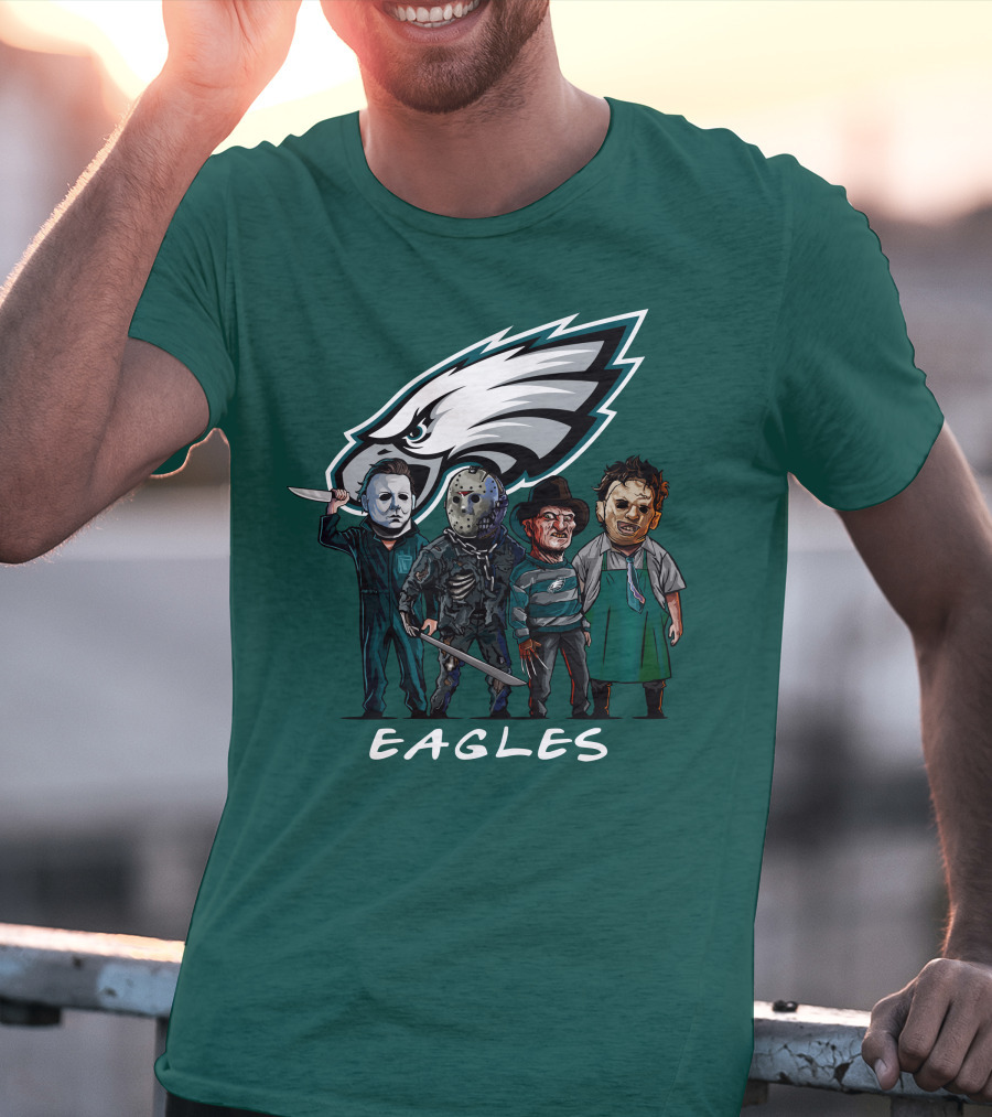 Philadelphia Eagles Halloween The Slasher Squad Horror Team Characters T-Shirt