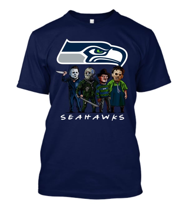 Seattle Seahawks Halloween The Slasher Squad Teams Horror Characters T-Shirt